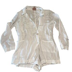 Show Me Your Mumu Escape White Linen Blazer Romper Women's Size Medium M